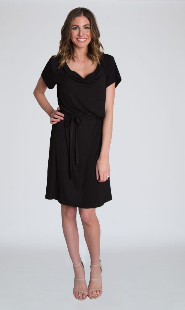 Chic Cowl Nursing Dress Black