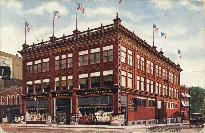 A postcard depicting the Von Maur department store, circa 1914.