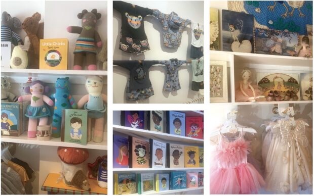 Butterfly dresses, cute prints and precious dolls and books at Over the Moon.