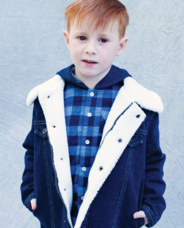 Nicholas wears 
Andy & Evan 
hooded flannel and 
3 Pommes jacket.
