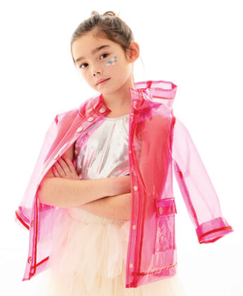 Isabella wears Catimini rain jacket, silver leotard by Appaman and Mas tulle skirt.