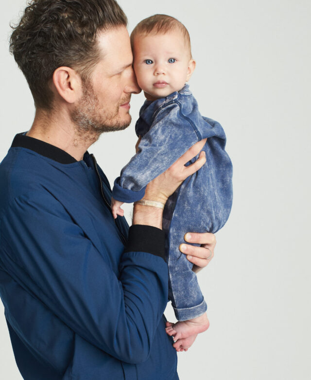 Uri wears Uri Minkoff jacket; Boheme wears Kidding Around one-piece.